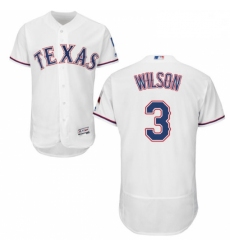 Mens Majestic Texas Rangers 3 Russell Wilson White Home Flex Base Authentic Collection MLB Jersey