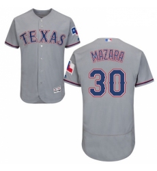 Mens Majestic Texas Rangers 30 Nomar Mazara Grey Road Flex Base Authentic Collection MLB Jersey