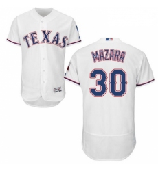 Mens Majestic Texas Rangers 30 Nomar Mazara White Home Flex Base Authentic Collection MLB Jersey
