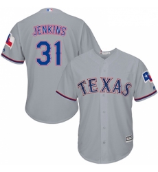Mens Majestic Texas Rangers 31 Ferguson Jenkins Grey Flexbase Authentic Collection MLB Jersey