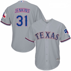 Mens Majestic Texas Rangers 31 Ferguson Jenkins Grey Flexbase Authentic Collection MLB Jersey