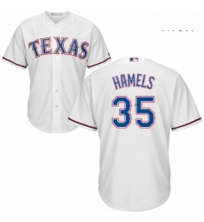 Mens Majestic Texas Rangers 35 Cole Hamels Replica White Home Cool Base MLB Jersey
