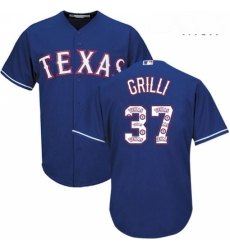 Mens Majestic Texas Rangers 37 Jason Grilli Authentic Royal Blue Team Logo Fashion Cool Base MLB Jersey 