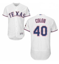 Mens Majestic Texas Rangers 40 Bartolo Colon White Home Flex Base Authentic Collection MLB Jersey