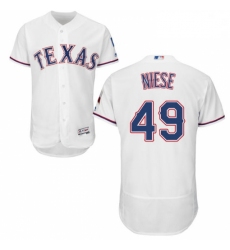 Mens Majestic Texas Rangers 49 Jon Niese White Home Flex Base Authentic Collection MLB Jersey