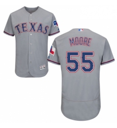 Mens Majestic Texas Rangers 55 Matt Moore Grey Road Flex Base Authentic Collection MLB Jersey