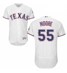 Mens Majestic Texas Rangers 55 Matt Moore White Home Flex Base Authentic Collection MLB Jersey