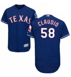 Mens Majestic Texas Rangers 58 Alex Claudio Royal Blue Alternate Flex Base Authentic Collection MLB Jersey 