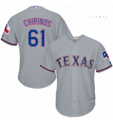 Mens Majestic Texas Rangers 61 Robinson Chirinos Replica Grey Road Cool Base MLB Jersey 