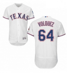Mens Majestic Texas Rangers 64 Edinson Volquez White Home Flex Base Authentic Collection MLB Jersey