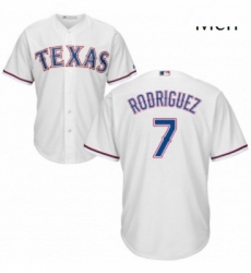 Mens Majestic Texas Rangers 7 Ivan Rodriguez Replica White Home Cool Base MLB Jersey