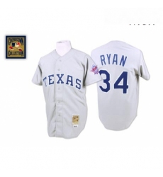 Mens Mitchell and Ness Texas Rangers 34 Nolan Ryan Authentic Grey Throwback MLB Jersey