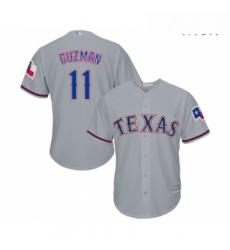 Mens Texas Rangers 11 Ronald Guzman Replica Grey Road Cool Base Baseball Jersey 