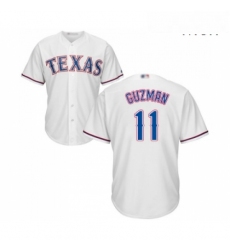 Mens Texas Rangers 11 Ronald Guzman Replica White Home Cool Base Baseball Jersey 