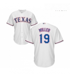 Mens Texas Rangers 19 Shelby Miller Replica White Home Cool Base Baseball Jersey 