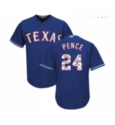 Mens Texas Rangers 24 Hunter Pence Authentic Royal Blue Team Logo Fashion Cool Base Baseball Jersey 