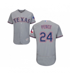 Mens Texas Rangers 24 Hunter Pence Grey Road Flex Base Authentic Collection Baseball Jersey