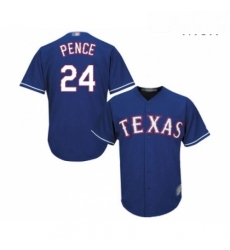 Mens Texas Rangers 24 Hunter Pence Replica Royal Blue Alternate 2 Cool Base Baseball Jersey 