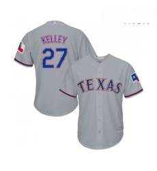 Mens Texas Rangers 27 Shawn Kelley Replica Grey Road Cool Base Baseball Jersey 