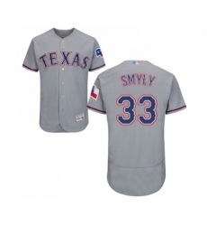 Mens Texas Rangers 33 Drew Smyly Grey Road Flex Base Authentic Collection Baseball Jersey