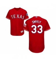 Mens Texas Rangers 33 Drew Smyly Red Alternate Flex Base Authentic Collection Baseball Jersey
