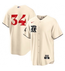 Men's Texas Rangers #34 Nolan Ryan Cream 2023 City Connect Cool Base Stitched Baseball Jersey