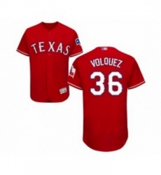 Mens Texas Rangers 36 Edinson Volquez Red Alternate Flex Base Authentic Collection Baseball Jersey