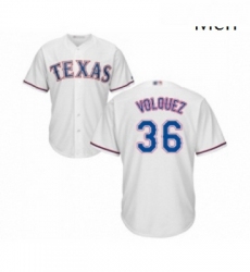 Mens Texas Rangers 36 Edinson Volquez Replica White Home Cool Base Baseball Jersey 