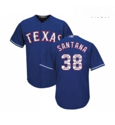 Mens Texas Rangers 38 Danny Santana Authentic Royal Blue Team Logo Fashion Cool Base Baseball Jersey 
