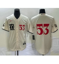 Men's Texas Rangers #53 Adolis Garcia Number Cream 2023 City Connect Cool Base Stitched Jersey
