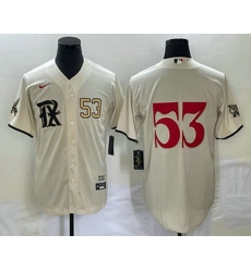 Men's Texas Rangers #53 Adolis Garcia Number Cream 2023 City Connect Cool Base Stitched Jersey1