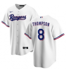 Men's Texas Rangers #8 Bubba Thompson White Cool Base Stitched Baseball Jersey