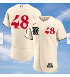 Men's Texas Rangers Jacob deGrom #48 Cream 2023 City Connect Cool Base Stitched Baseball Jersey