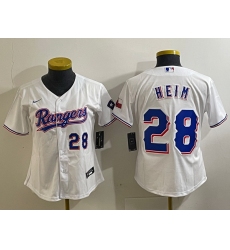 Women Texas Rangers 28 Jonah Heim White With Patch Stitched Baseball Jersey 1