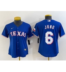 Women Texas Rangers 6 Josh Jung Royal With Patch Stitched Baseball Jersey