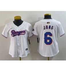 Women Texas Rangers 6 Josh Jung White Gold Stitched Baseball Jersey 2