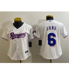 Women Texas Rangers 6 Josh Jung White With Patch Stitched Baseball Jersey 28Run Small 29