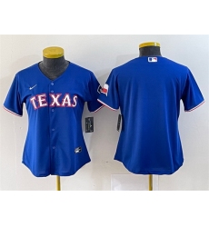 Women Texas Rangers Blank Royal With Patch Stitched Baseball Jersey 28Run Small 29