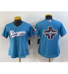 Women Texas Rangers Blue Team Big Logo With Patch Stitched Baseball Jersey 2