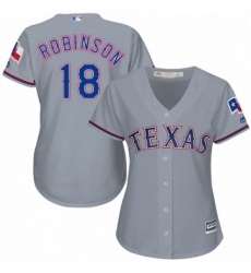 Womens Majestic Texas Rangers 18 Drew Robinson Replica Grey Road Cool Base MLB Jersey 