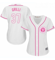 Womens Majestic Texas Rangers 37 Jason Grilli Authentic White Fashion Cool Base MLB Jersey 