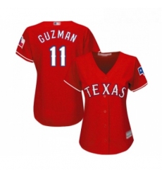 Womens Texas Rangers 11 Ronald Guzman Replica Red Alternate Cool Base Baseball Jersey 