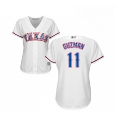 Womens Texas Rangers 11 Ronald Guzman Replica White Home Cool Base Baseball Jersey 