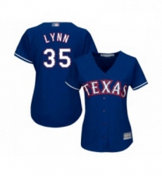 Womens Texas Rangers 35 Lance Lynn Replica Royal Blue Alternate 2 Cool Base Baseball Jersey 