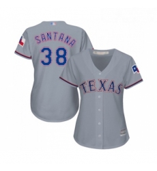 Womens Texas Rangers 38 Danny Santana Replica Grey Road Cool Base Baseball Jersey 