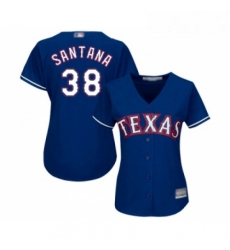 Womens Texas Rangers 38 Danny Santana Replica Royal Blue Alternate 2 Cool Base Baseball Jersey 