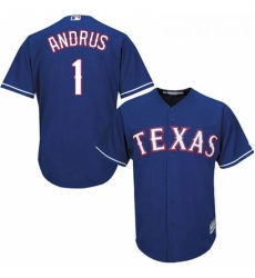 Youth Majestic Texas Rangers 1 Elvis Andrus Authentic Royal Blue Alternate 2 Cool Base MLB Jersey