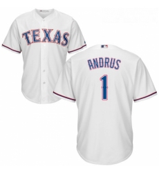 Youth Majestic Texas Rangers 1 Elvis Andrus Authentic White Home Cool Base MLB Jersey