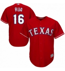 Youth Majestic Texas Rangers 16 Ryan Rua Authentic Red Alternate Cool Base MLB Jersey 