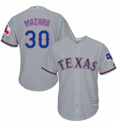 Youth Majestic Texas Rangers 30 Nomar Mazara Replica Grey Road Cool Base MLB Jersey